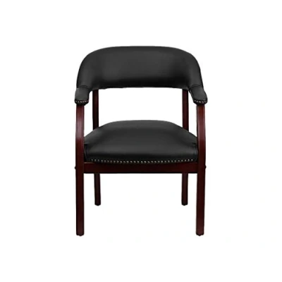 Image of Flash Furniture Luxurious Conference Chair, Wood, Black Vinyl, 66.04 x 63.5 30.48 cm