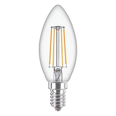 Image of 10 Pack Philips Classic LED Clear Glass Filament Candle 4.3W (40W) E14 SES Small Edison Screw 2700k Warm White 470 Lumen 15000 Hours 929001889719 Car Air Freshener Promo