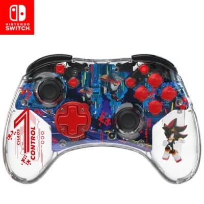 Image of PDP REALMz™ Wireless Nintendo Switch Pro Controller, Rechargeable LED, Licensed for SwitchLiteOLED: Sonic Shadow Space Colony ARK (with Full Motion Controls)