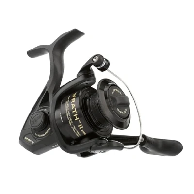Image of PENN Wrath II Saltwater Spinning Fishing Reel, Size 2500, Right/Left Handle Position, Corrosion Resistant Graphite Body, Machined Anodized Aluminum Spool