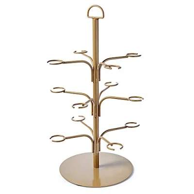 Image of bar@drinkstuff Cocktail Tree Gold Glass Display for 12 Glasses, Gin Tree, Ideal Cocktails or