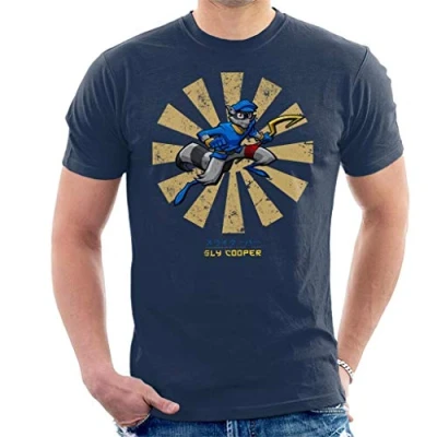 Image of Sly Cooper Retro Japanese Men&#039;s T Shirt Navy Blue