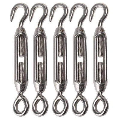 Image of DN M4 Stainless Steel 304 Hook &amp; Eye Turnbuckle Wire Rope Tension Pack Of 5