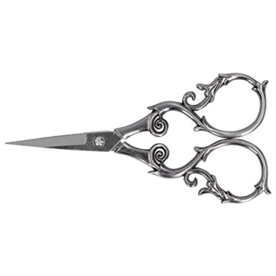 Image of Vintage European Style Sewing Scissors Flower Plum Blossom Embroidery Stainless Steel for Tailor Craft Work(SILVER)
