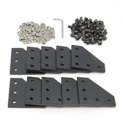 Image of Befenybay 10PCS/Set Black L Corner Bracket Plate with 50PCS M5x8mm Screws and M5 T Nuts for 2020 Series Aluminum Profile 3D Printer Frame