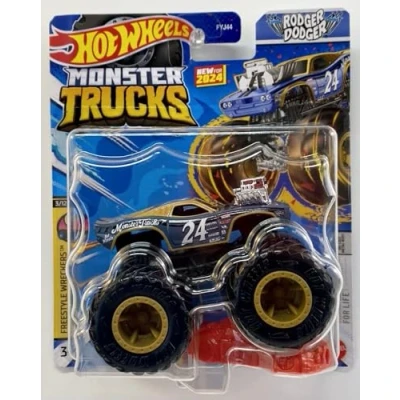Image of Hot Wheels Monster Trucks Freestyle Wreckers 3/12 Rodger Dodger 1:64 Scale Diecast Model Vehicle
