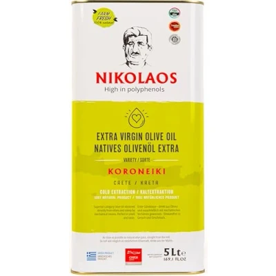Image of Olive Oil 5L from Crete, Greece &#039;Nikolaos&#039; Premium Quality Low Acidity, Cold Pressed, Extra Virgin, Rich in Polyphenols, Expiry Date: 05/2026. **New Harvest 2024/2025.**