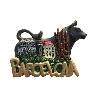 Image of Barcelona Spain 3D Bull Refrigerator Magnet Resin Travel Souvenirs,Handmade Home &amp; Kitchen Decoration Fridge Collection Gift