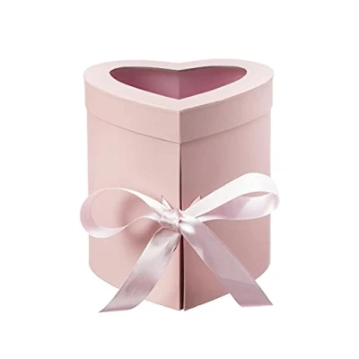 Image of Oasis PINK SPLIT FLOWER GIFT HAT BOX HEART SHAPE LINED MOTHERS DAY EASTER