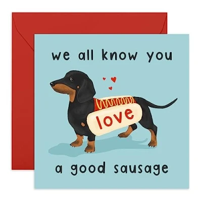 Image of Central 23 Funny Birthday Cards for Her &#039;Love A Good Sausage&#039; Cheeky Women Sister Card Dog Valentine Comes with Fun Stickers