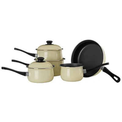 Image of Premier Housewares 204211 Carbon Steel Belly Pan Set, Cream, 5 Piece