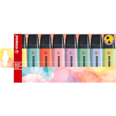 Image of Highlighter STABILO BOSS ORIGINAL Pastel Pack of 8 Assorted Colours