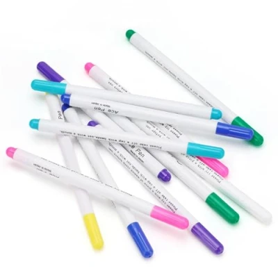 Image of Water Erasable Fabric Marking Pens, Soluble Pen, Non Permanent Disappearing Ink Pen Vanishing Marker for Cloth Sewing Cross Stitch Embroidery, 7 Color 12 PCS