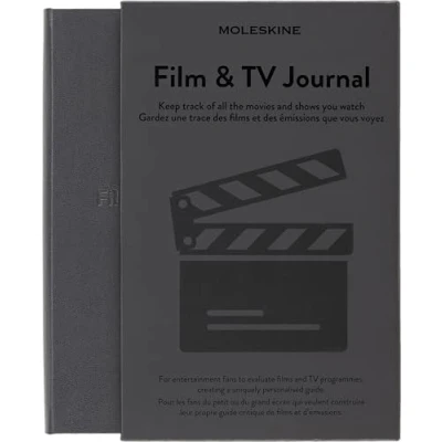 Image of Moleskine Film &amp; TV Journal, Notebook for Cinema, and Series Enthusiasts, Review with Introduction to the History of Hard Cover, Grey Colour, 400 Pages