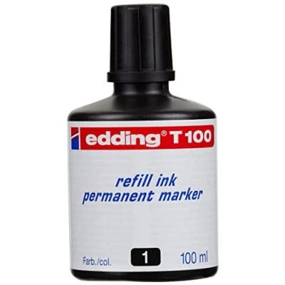 Image of edding T 100 refill ink permanent marker black ml with drop dispenser system, for quick refilling of almost all markers
