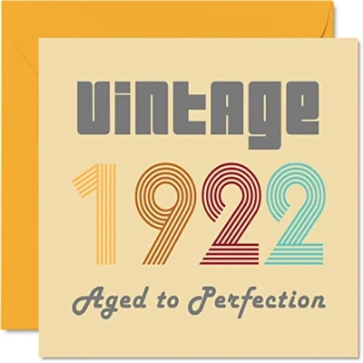 Image of 102nd Birthday Cards for Men Women Vintage 1922 Aged To Perfection 102 Card Funny Her Him, 145mm x Best Friend Greeting Great Grandad Grandma Granny Nanny Nan