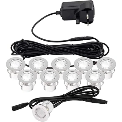 Image of Betta Lighting Decking Lights LED Garden Outside Plinth Deck IP44 Rated Recessed for Garden, Porch, Kitchen, Steps 10 x 30mm White Lamp Stainless Steel