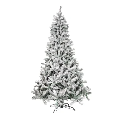 Image of 8ft (2.4m) Snow Flocked Artificial Christmas Tree with Metal Stand 1017 Tips, Realistic Tree, Snowy Frosted White Xmas for Large Spaces