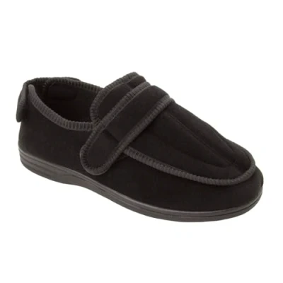 Image of Jo &amp; Joe Mens Black Extra Large Wide Fit Diabetic Orthopaedic Slippers with Opening UK Sizes 13, 14, 15, 16 (Black, Footwear Size System, Adult, Men, Numeric, Wide, 14)
