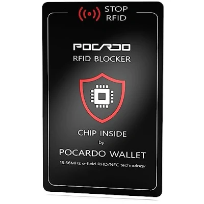 Image of POCARDO Data Protect Blocking Card with RFID/NFC Signal Jamming chip Certified Protection for Credit and ID Cards