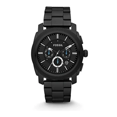 Image of Fossil Watch for Men Machine, Quartz Chronograph Movement, 45 mm Black Stainless Steel Case with a Strap, FS4552IE