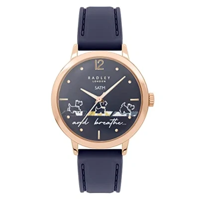 Image of RADLEY Ladies Yoga Dog Navy Silicone Strap Watch RY21612