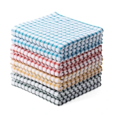 Image of Oeleky 100% Cotton Kitchen Dish Cloths for Washing Dishes, 12x12 Inches Rags, Absorbent Pack of 8, Quick Drying Cleaning