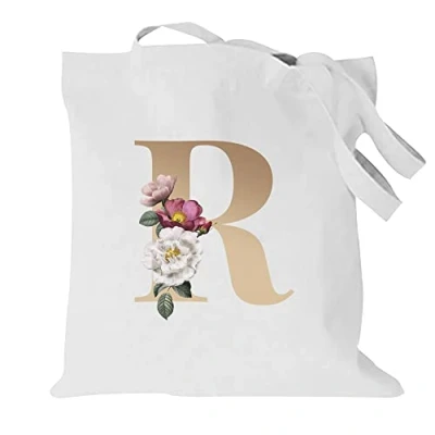 Image of 26 Letter Printed Canvas reusable grocery Bags, Foldable Casual Travel HandBag, Shoulder Beach Tote Shopper bag eco friendly super strong washable Storage bags Shopping for Women