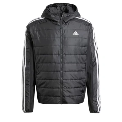 Image of adidas Men&#039;s Essentials 3 Stripes Insulated Hooded Hybrid Jacket, Black, S