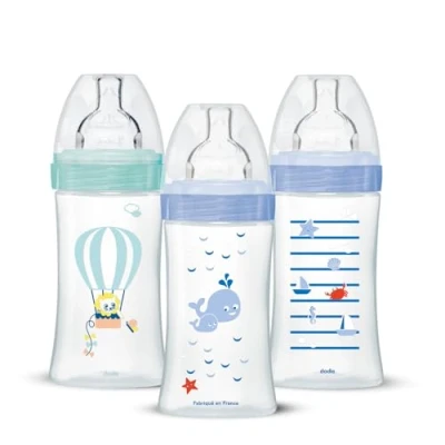 Image of Sensation+ Anti Colic Feeding Bottles, Boy, 270 ml, 0 6 Months, Flat Teat, Flow Rate 2