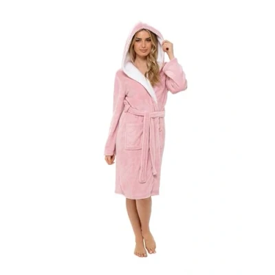 Image of INSIGNIA Ladies Dressing Gown Fluffy Super Soft Hooded (M, Pink)