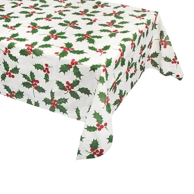 Image of Talking Tables Extra Large Luxury Linen Feel Recyclable Xmas Paper Holly Design &amp; Disposable Christmas Tablecloth Designed Size: 270cm x 137cm