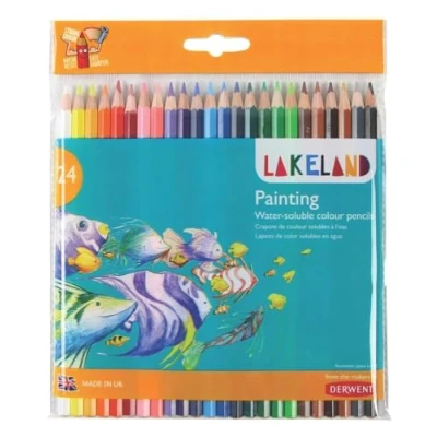 Image of Derwent Lakeland Watercolour Painting Pencils, Set of 24, School or Home Use, 33255