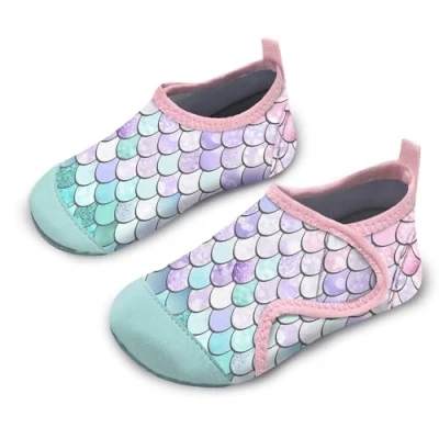 Image of Kids Water Shoes Girls Toddles Baby Beach Swim Aqua Pool Swimming Socks Quick Dry Non Slip for Children&#039;s Barefoot Shoes（YL Purple Green 20/21）