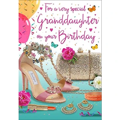 Image of Piccadilly Greetings Birthday Card Granddaughter 9 x 6 inches Regal Publishing, C80159, pinkgreenbrownpeach