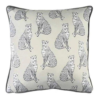 Image of Evans Lichfield Safari Leopard Silver Cushion Cotton Size 43 cm x