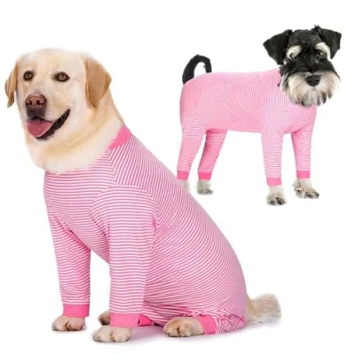 Image of Yeapeeto Dog Onesie Surgery Recovery Suit for Large Medium Bodysuit Dogs Pajamas PJS Full Body Shedding, Allergy, Anti Licking, Wound Protection, Cone Alternative (XL, Pink)