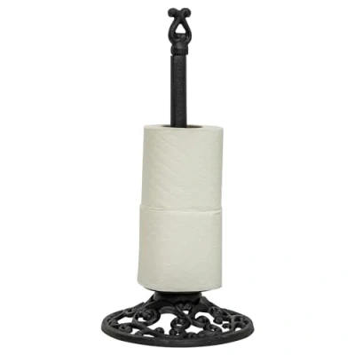 Image of Woodside Cast Iron Free Standing Toilet Paper/Loo Roll Holder Stand, Decorative Bathroom Accessory, Classic Design