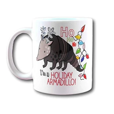 Image of Holiday Armadillo Mug Friends Festive I Love Armadillos Santa Christmas Reindeer Gift 10 oz