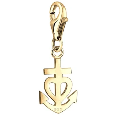 Image of Nenalina Golden Anchor Lobster Clasp Charm Pendant for Bracelet 925 sterling Silver 0401312219, Gold plated silver, Crystal