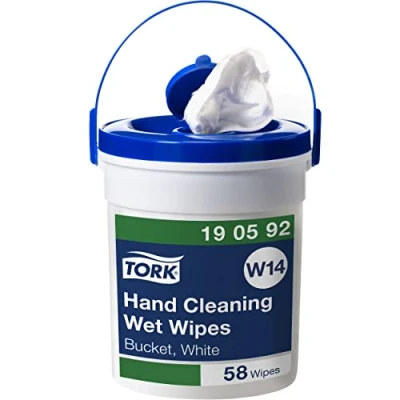 Image of Tork Hand Cleaning Wet Wipe Bucket White W14, Fragrance Free, 1 x 58 Wipes, 190592