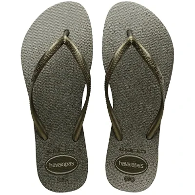 Image of Havaianas Women&#039;s Slim Glitter Gloss Flip Flop, Green, 1/2 UK