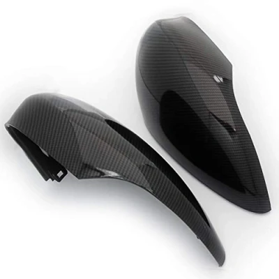 Image of UNDERGROUND PARTS Gloss Carbon Fibre Effect Black Side Door Wing Mirror Covers Caps Pair for Ford Fiesta mk7 2009 2017