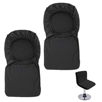 Image of BTSKY 2 Pack Black Bar Stools Slipcovers with Backrest Cover Stretch Chair for Short Swivel Dining Back Stool (No Chairs)