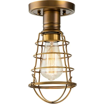 Image of Quoizel Mixon Semi Flush Ceiling Light Weathered Brass