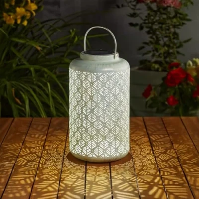 Image of Garden Mile Turkish Style Solar Lantern with Warm White LEDs, Silhouette Effect Lamp Casting Shadows, Beautiful Lighting Outdoor Patio, Gardens, Conservatories (Solaire Sage XL 36cm x 21 cm)