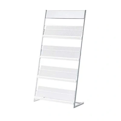 Image of Kelly&#039; Harvest House Magazine Rack Stand, Literature Holder With 4 Pockets (Silver)