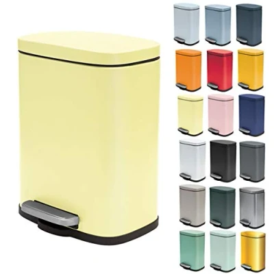 Image of Spirella Akira Collection Pedal Bin 21.4 x 17.6 30 cm (5 Litres), Steel, Yellow,