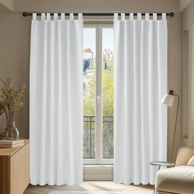 Image of Deconovo Super Soft Solid Thermal Insulated Blackout Curtains Tab Top for Bathroom 140x175cm Silver Grey ONE Pair