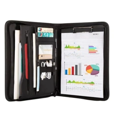 Image of Leathario Leather Folder Business Conference A4 Portfolio Padfolio Noted Case for Work